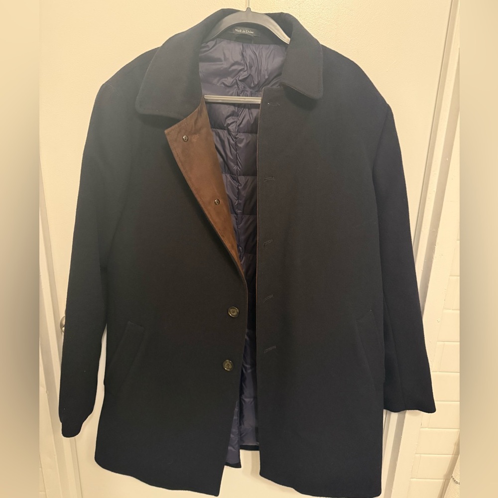Lauren Ralph Lauren Wool Down Car Coat Navy Size 44R Genuine Down Fill
